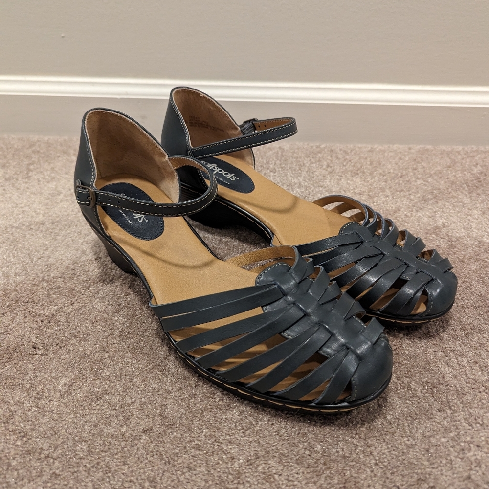 softspots Navy Ankle Strap Heels Size 10